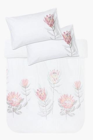 Premium Cotton Embroidered Protea Duvet Cover Set