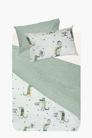 132 Thread Count Polycotton Rodney Croc Reversible Duvet Cover Set