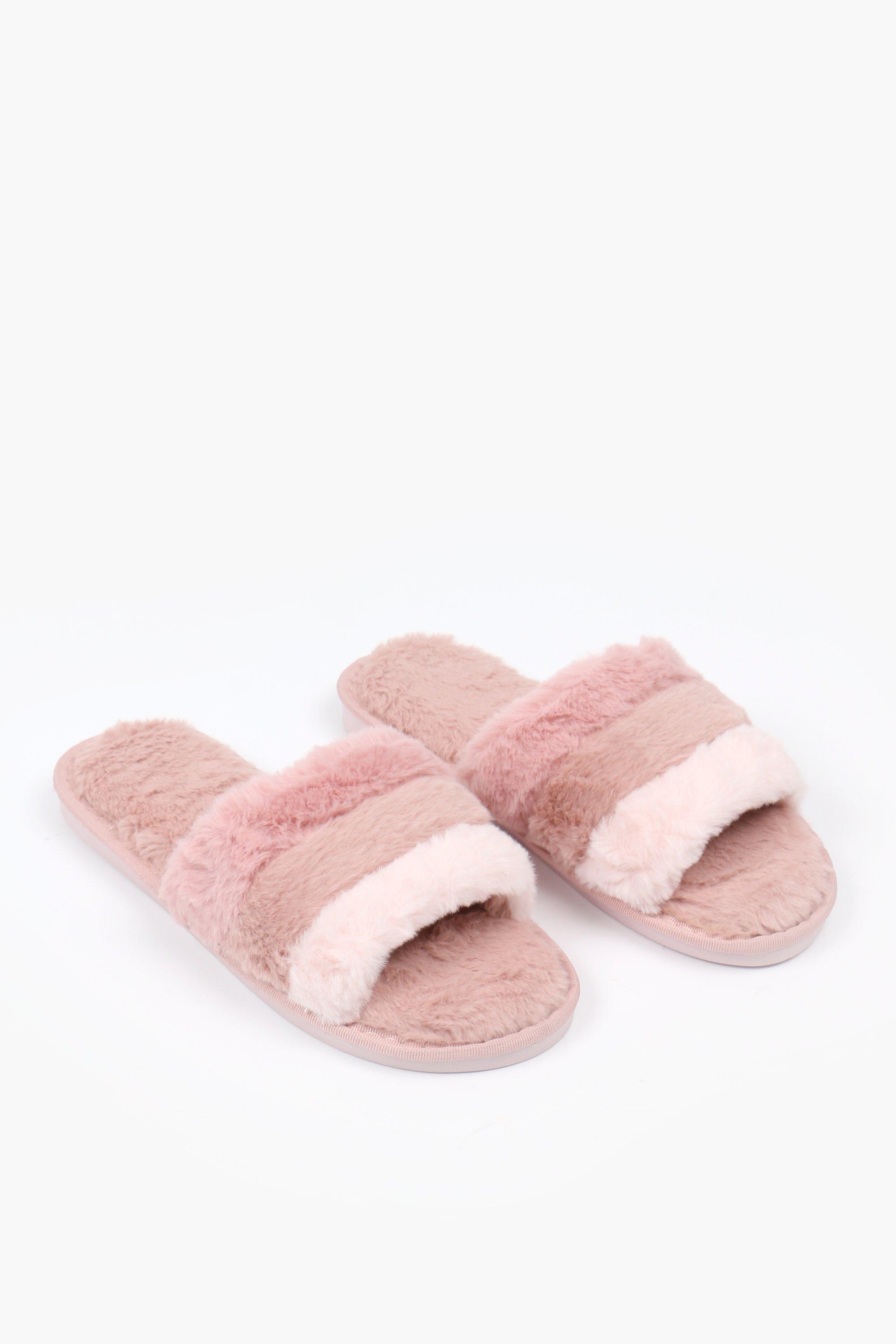 faux fox fur slippers