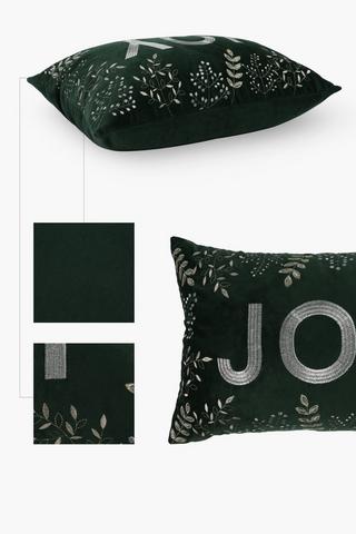 Christmas Embroidered Joy Velvet Scatter Cushion, 40x60cm