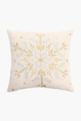 Christmas Embroidered Snowflake Scatter Cushion, 50x50cm