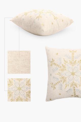 Christmas Embroidered Snowflake Scatter Cushion, 50x50cm