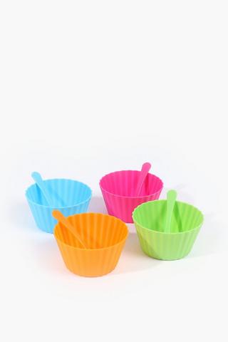 4 Pack Plastic Bowl And Spoon Set
