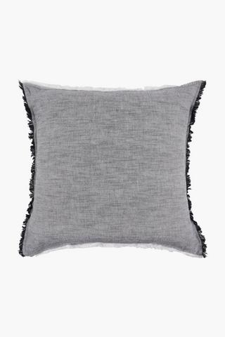 Chambray Raw Edge Trim Scatter Cushion, 60x60cm