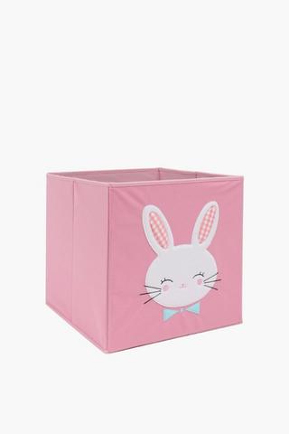Foldable Embroidered Bunny Toy Basket