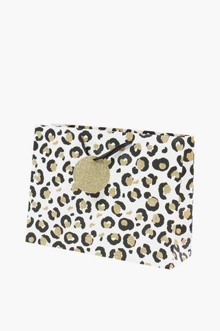 Leopard Glitter Gift Bag Medium