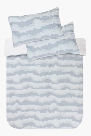 Soft Touch Muslin Jacquard Coastal Wave Duvet Cover Set