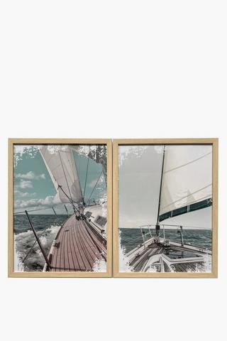 2 Pack Framed Sail Boats, 30x40cm