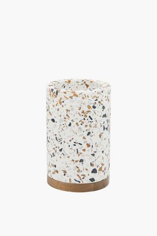 Picasso Polyresin Terrazzo Wood Trim Bath Tumbler