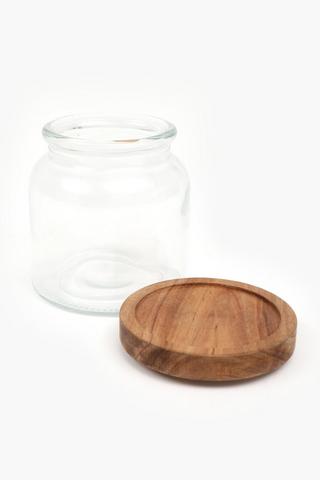 Wood And Glass Jar, Medium