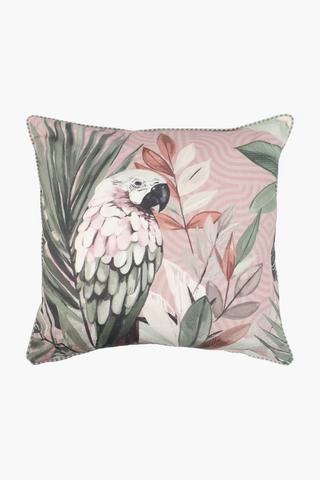 Premium Printed Parrot Feather Scatter Cushion, 60x60cm