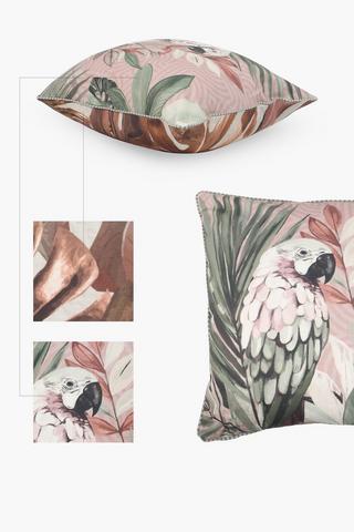 Premium Printed Parrot Feather Scatter Cushion, 60x60cm