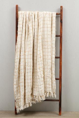 Polycotton Textured Check Woven Throw, 140x180cm