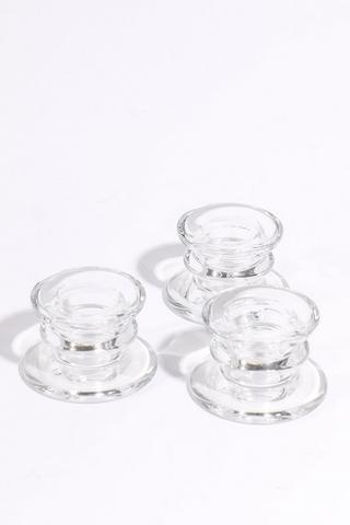 3 Pack Classic Glass Candle Holders, 6x4cm