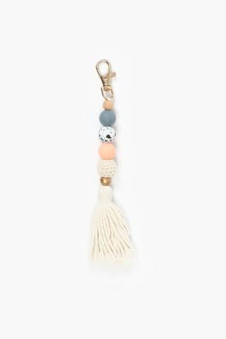 Wood And Tassel Key Ring