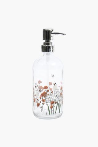Floral Decal Glass Soap Dispenser