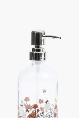 Floral Decal Glass Soap Dispenser