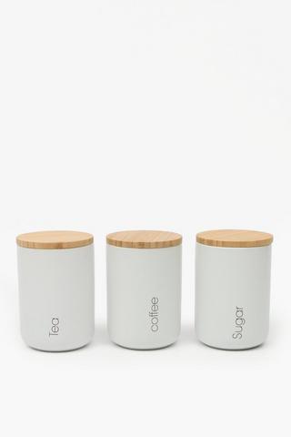 Set Of 3 Mod Ceramic Canisters