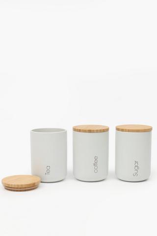 Set Of 3 Mod Ceramic Canisters