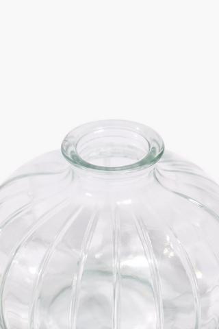 Glass Ribbed Bulb Vase, 9x11cm