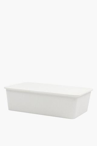 Ribbed Plastic Utility Basket Medium, L37xw25xh11cm