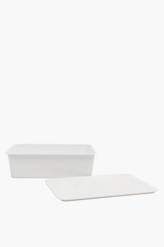 Ribbed Plastic Utility Basket Medium, L37xw25xh11cm