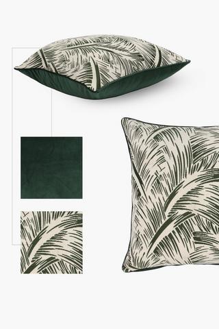 Premium Printed Chenille Leaf Feather Scatter Cushion, 60x60cm