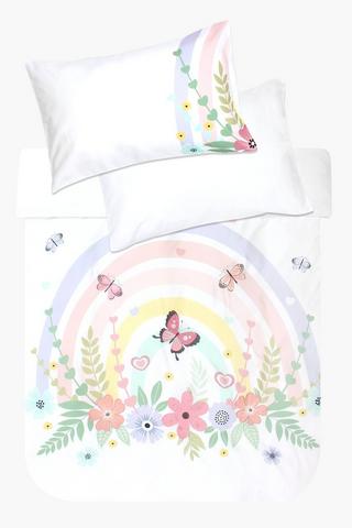 Soft Touch Embroidered Rainbow Duvet Cover Set