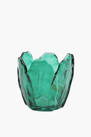 Waterlily Glass Tealight Holder, 9x10cm