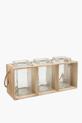 Urban Wood Triple Lantern, 45x21cm