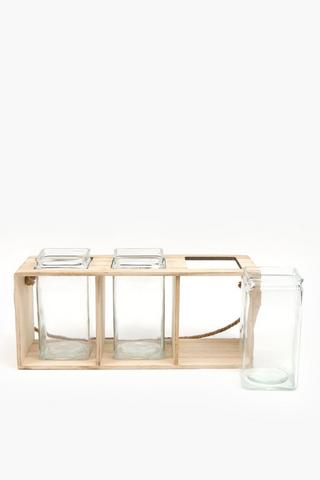 Urban Wood Triple Lantern, 45x21cm