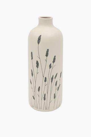 Floral Engraved Bottle Vase, 12x31cm