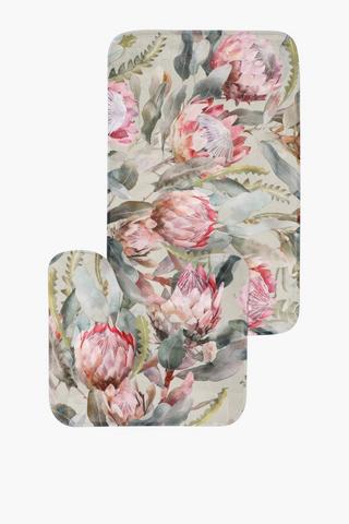 2 Piece Printed Wetherby Protea Bath Mat Set. 50x80cm