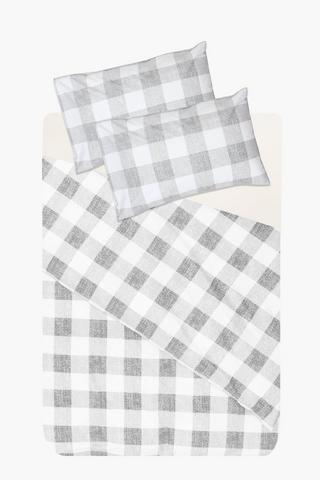 Cotton Checkered Duvet Cover Set