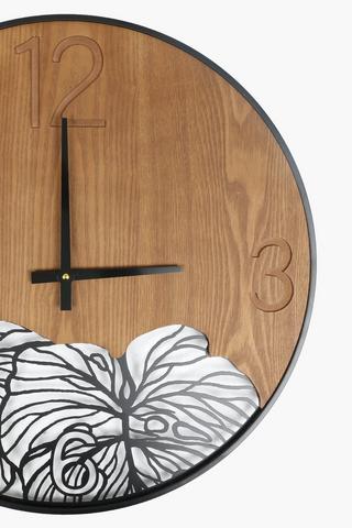 Wooden Leaf Clock, 60cm