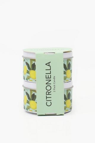2 Pack Citronella Tin Candle, 230g