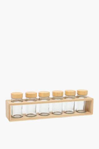 Bamboo Spice Rack With Jars