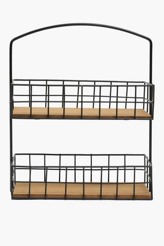 Acacia And Metal Spice Rack