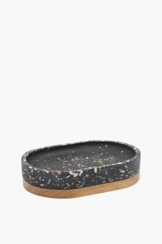 Picasso Polyresin Terrazzo Wood Trim Soap Dish