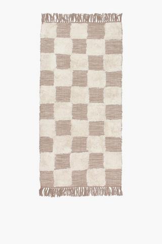 Jacquard Mingle Textured Checkered Rug, 70x140cm