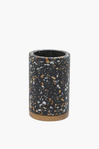 Picasso Polyresin Terrazzo Wood Trim Bath Tumbler