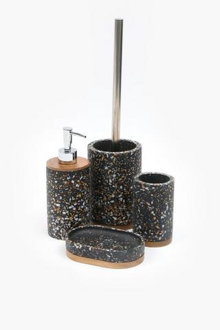 Picasso Polyresin Terrazzo Wood Trim Bath Tumbler