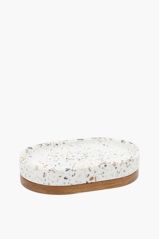 Picasso Polyresin Terrazzo Wood Trim Soap Dish