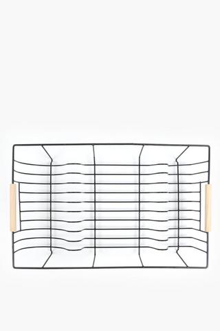Metal And Bamboo Dish Rack