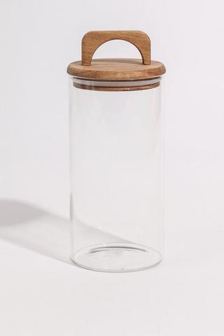 Acacia Lid Glass Jar, 1.4l