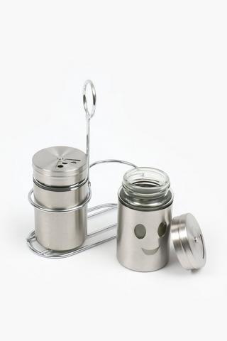 2 Piece Smiley Glass Spice Jar