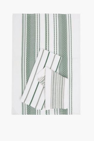 3 Pack Stripe Cotton Tea Towels