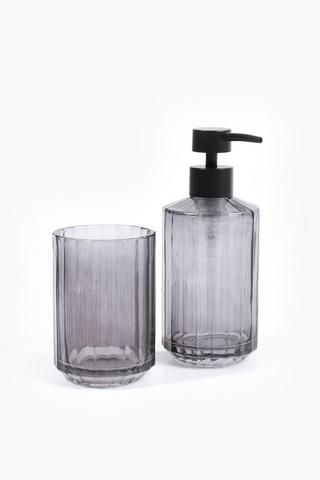 Tinted Ribbed Glass Bath Tumbler