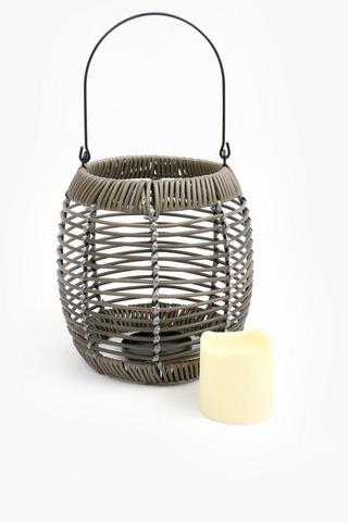 Woven Led Candle Lantern, 22x22cm