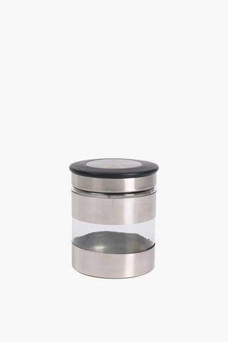 Stainless Steel And Glass Storage Jar, Small